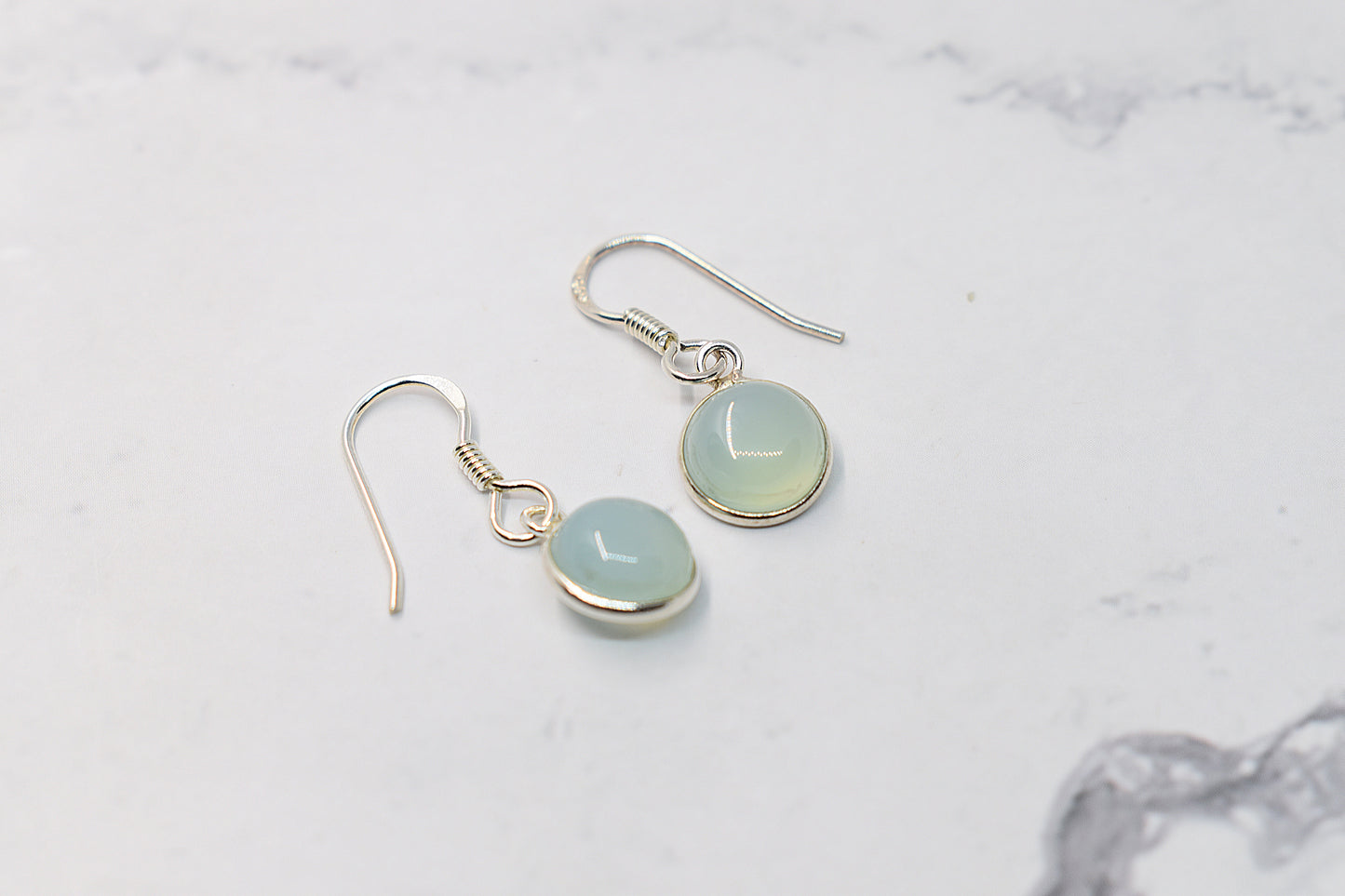 925 Sterling Silver Blue Chalcedony Stone Earring