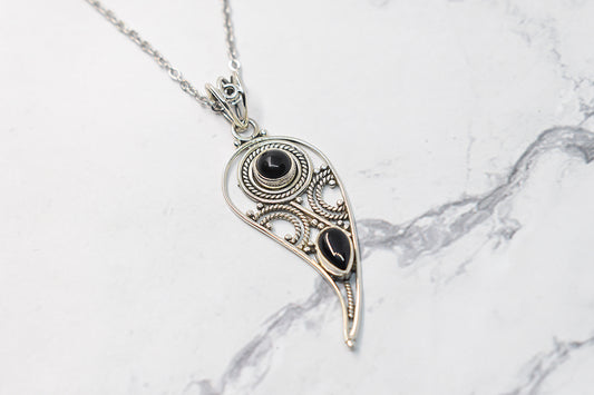 925 sterling silver onyx pendant necklace, jewelry for women