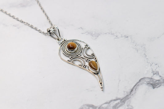 925 sterling silver tiger eye pendant necklace, jewelry for women