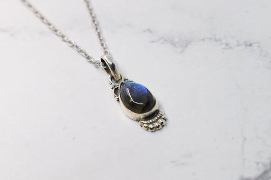 Sterling silver labradorite stone pendant, women's jewelry, semi-precious stone jewelry