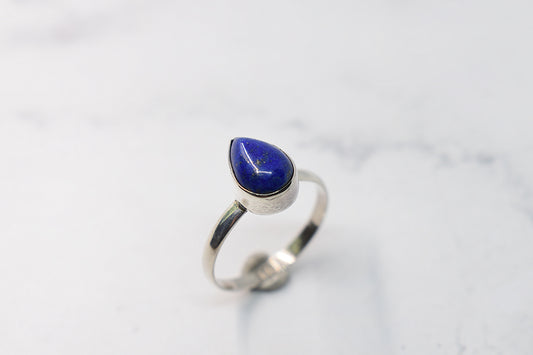 925 Sterling Silver Water Drop lapis lazuli Stone Ring