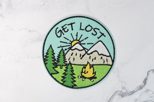 camping iron-on patch