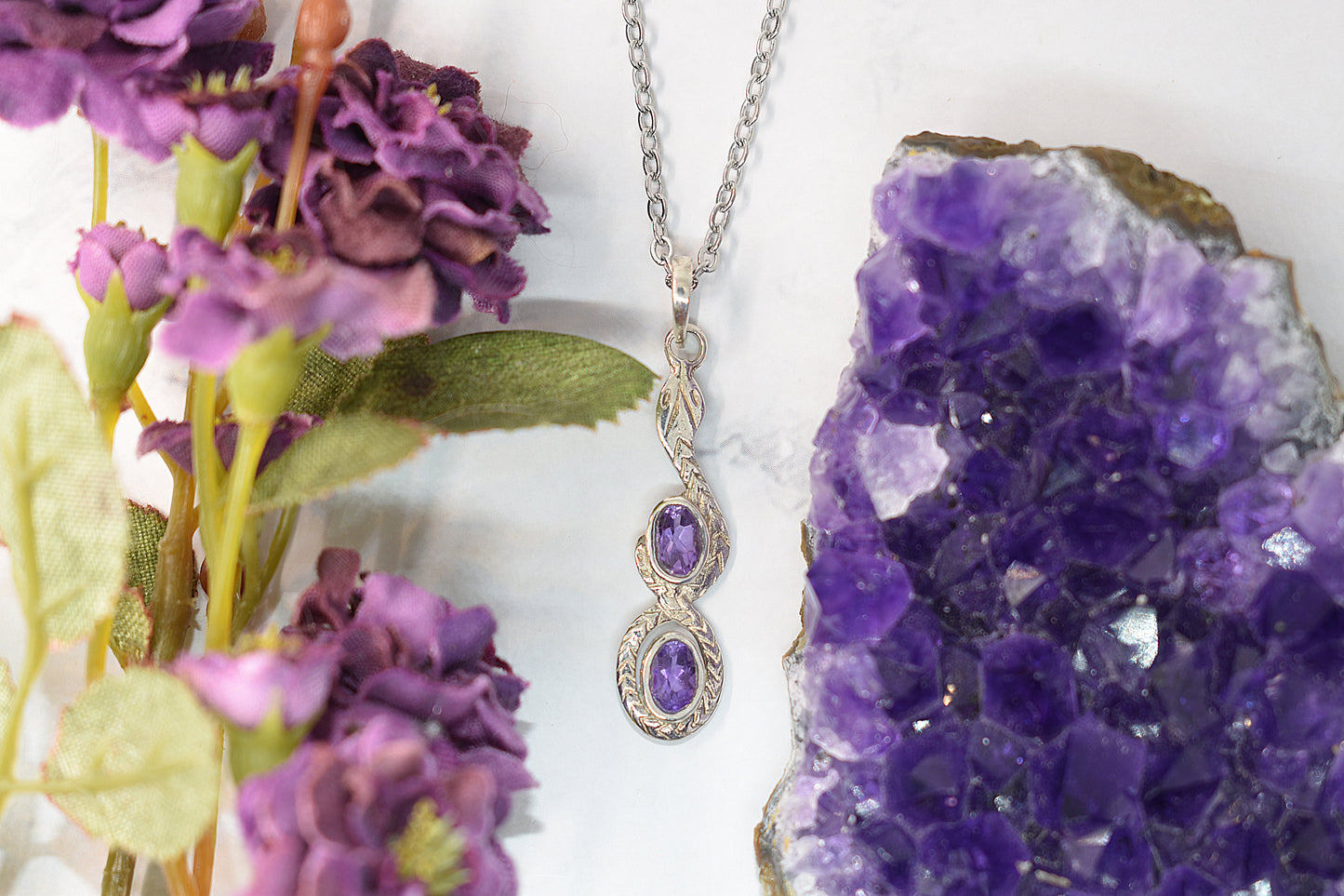 Pendentif serpent en argent sterling 925 avec pierre d'améthyste