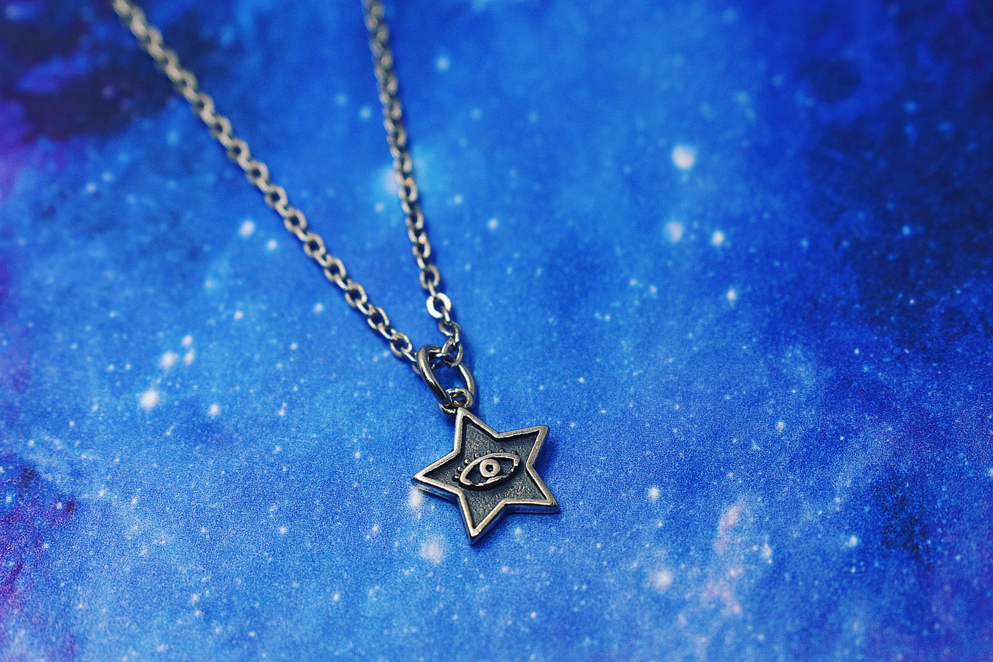 Minimalist star necklace with eye, 925 sterling silver, Gothic necklace, witch