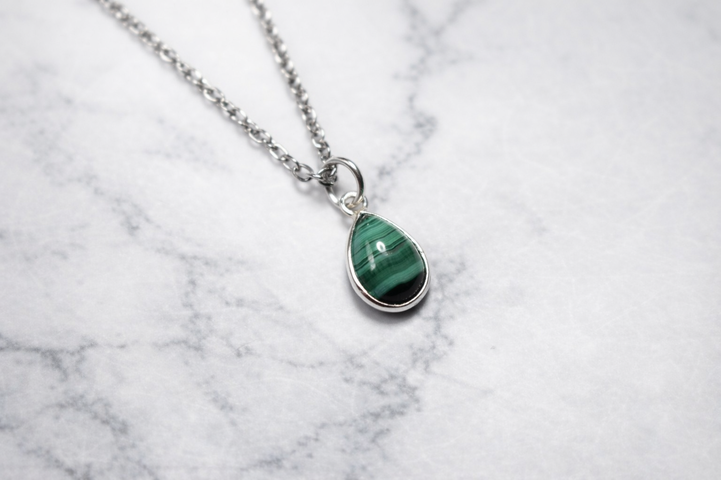 Natural Malachite Pendant – 925 Sterling Silver