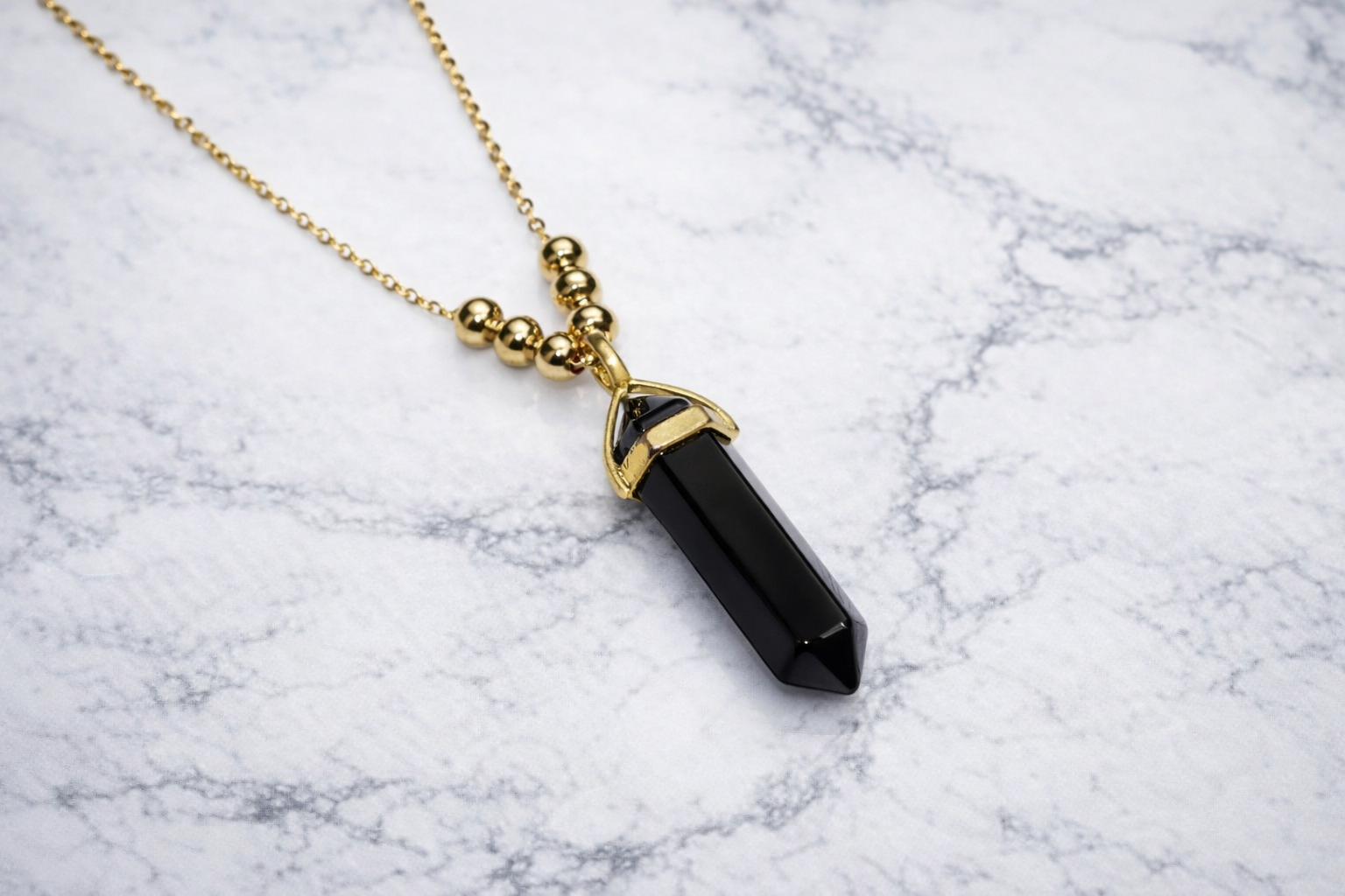 Black Onyx Necklace – Stainless Steel – JorieJewelry