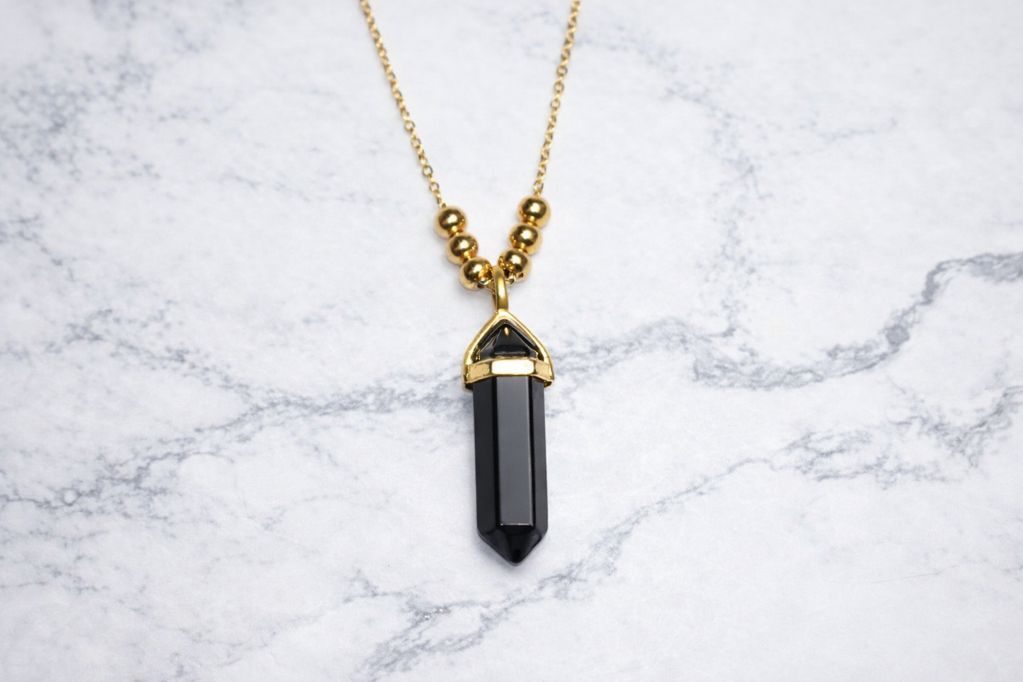 Black Onyx Necklace – Stainless Steel