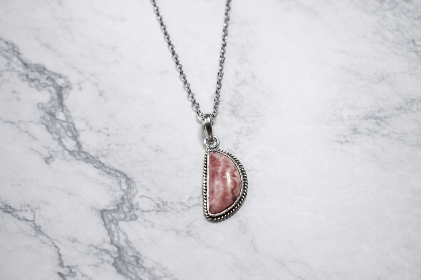 Rhodochrosite Pendant – 925 Sterling Silver