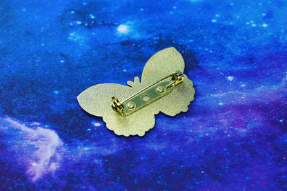 Butterfly with Moon Phases Enamel Brooch - Celestial Nature-Inspired Accessory