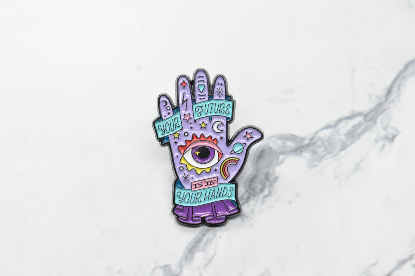 Divinatory Hand Enamel Pin "Your Future is in Your Hands" - Inspirational Occult Lapel Pin