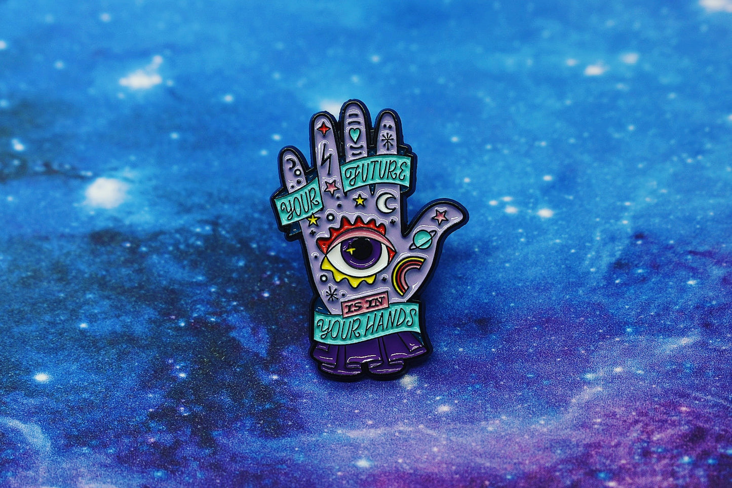 Divinatory Hand Enamel Pin "Your Future is in Your Hands" - Inspirational Occult Lapel Pin