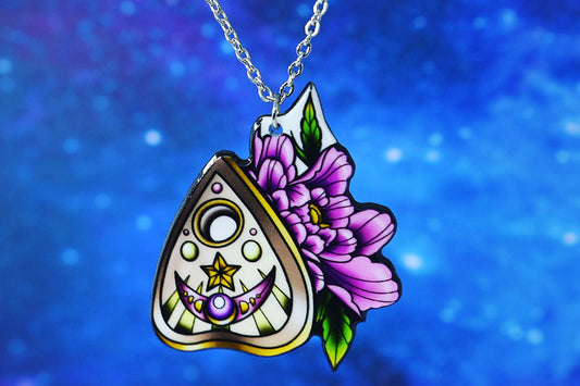ouija board pendant with flower