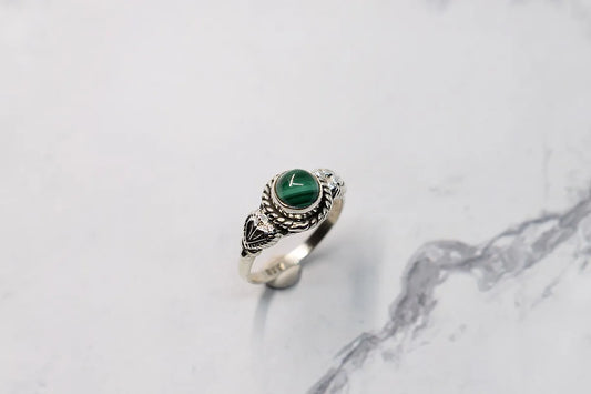 Malachite stone 925 sterling silver ring, jewelry for women, silver