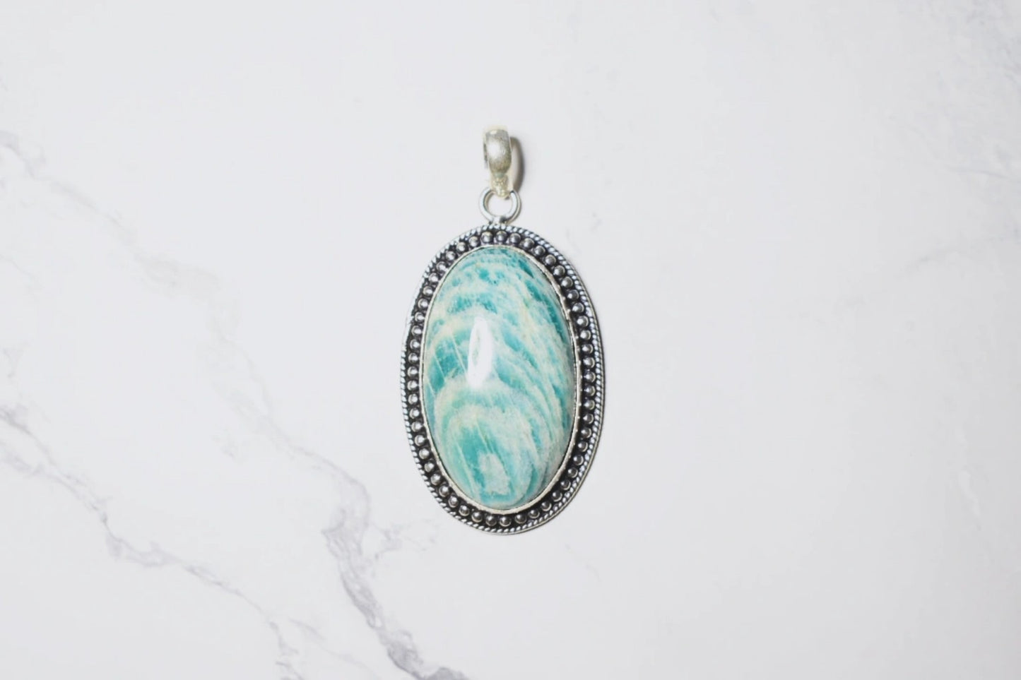 Pendentif en amazonite – Argent sterling plaqué 925