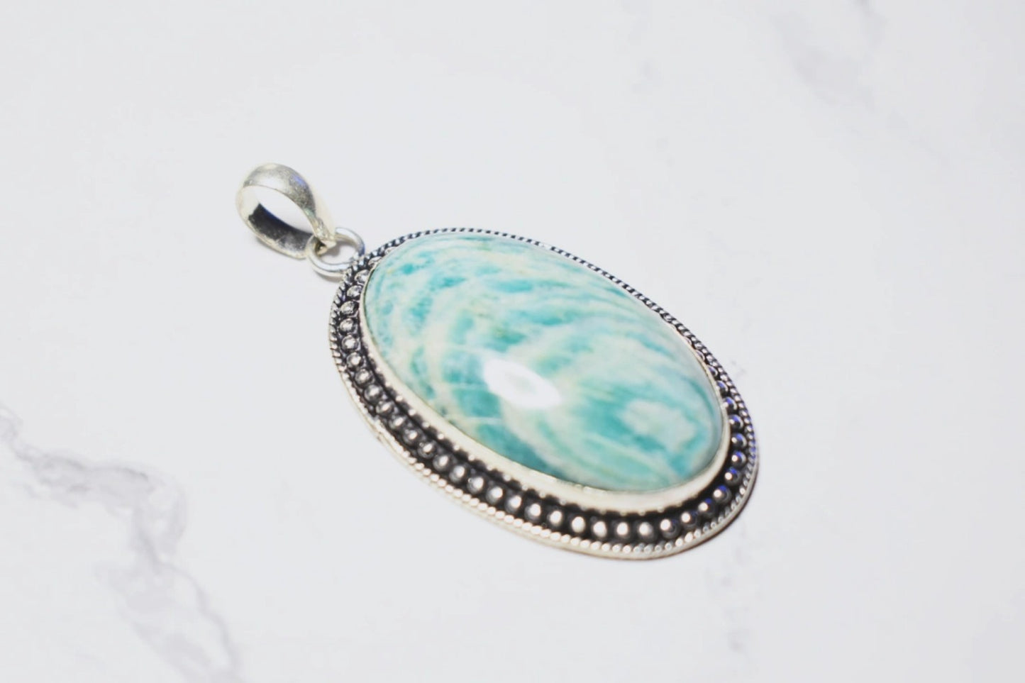 Pendentif en amazonite – Argent sterling plaqué 925