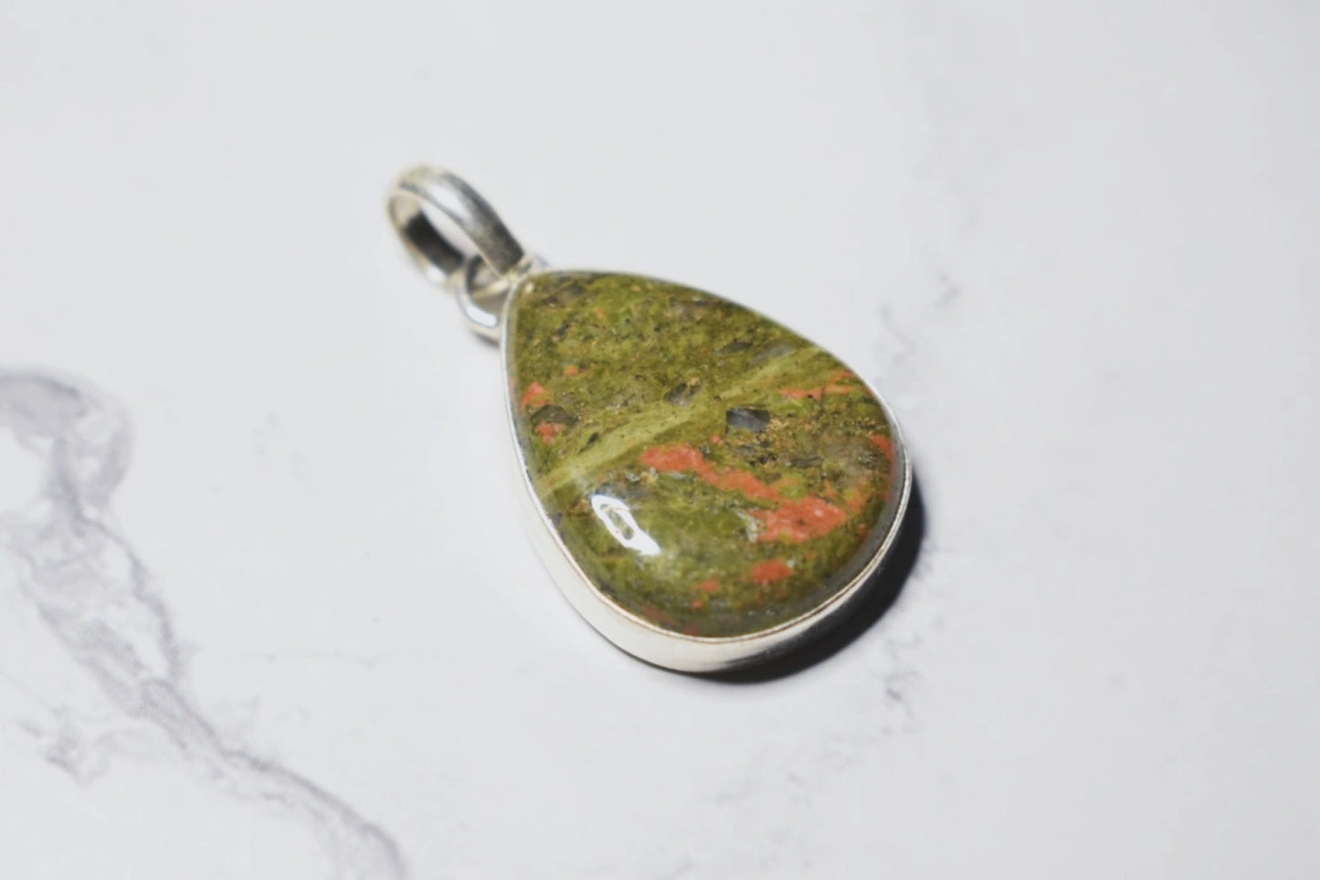 Unakite Pendant – Plated 925 Sterling Silver