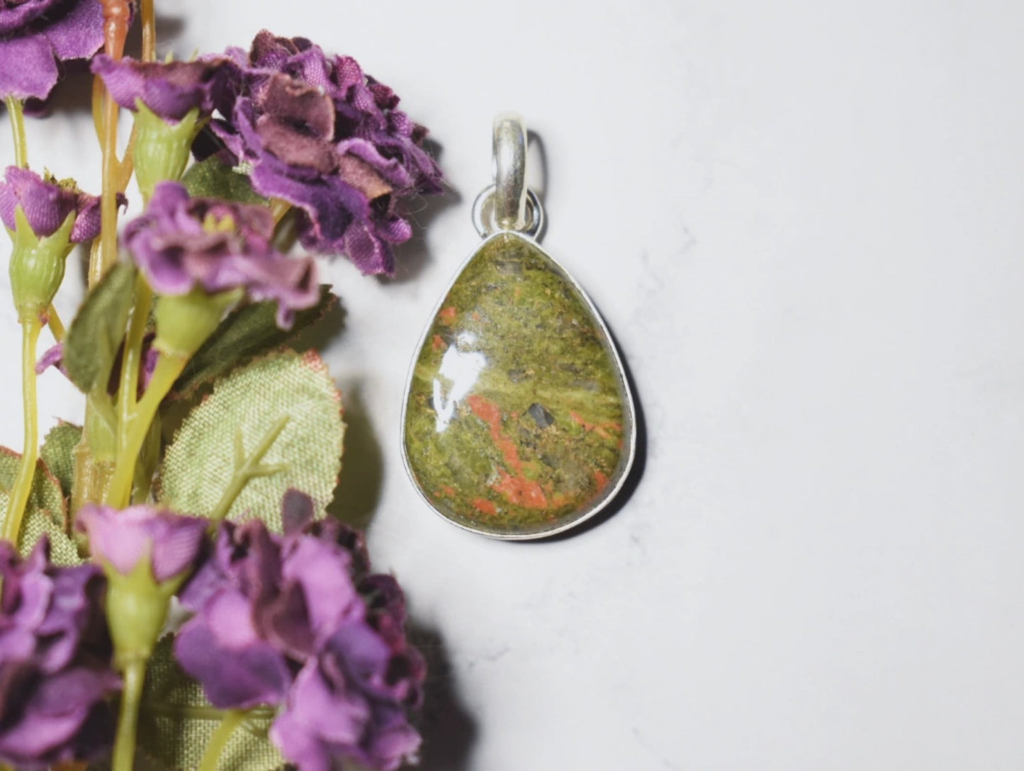 Unakite Pendant – Plated 925 Sterling Silver