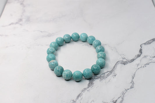 Bracelet en pierre d'amazonite, 10mm, bracelet en pierres semi-précieuses, fait à la main au Québec