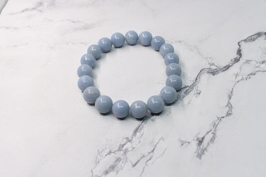 10mm angelite stone bracelet, handmade in Québec