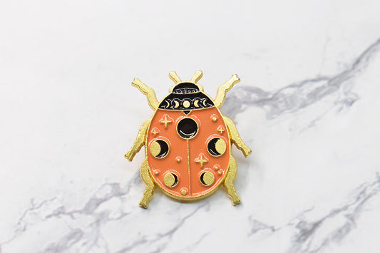 Ladybug and Moon Phase Enamel Pin