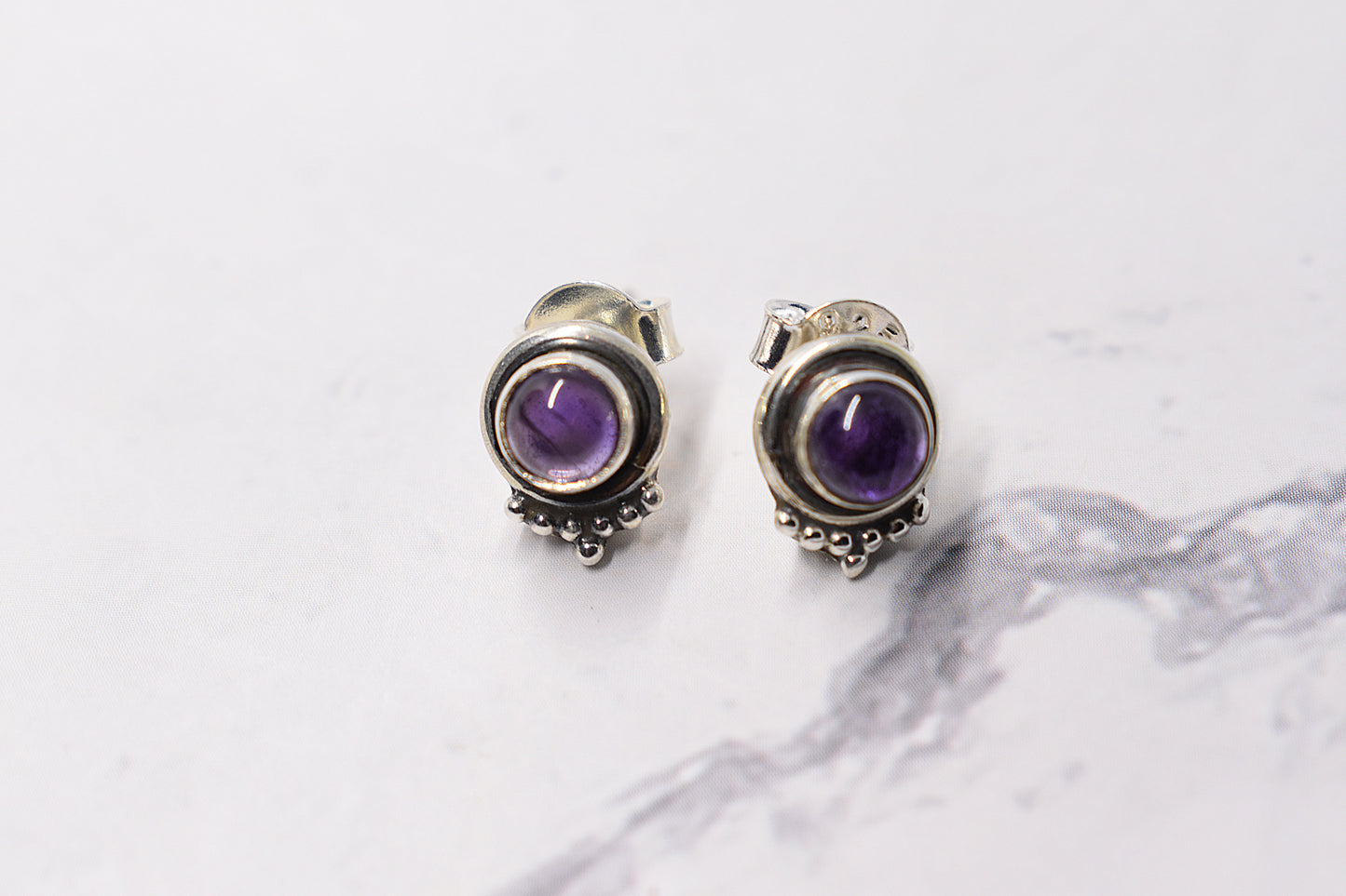 925 Sterling Silver Amethyst Stone Earring