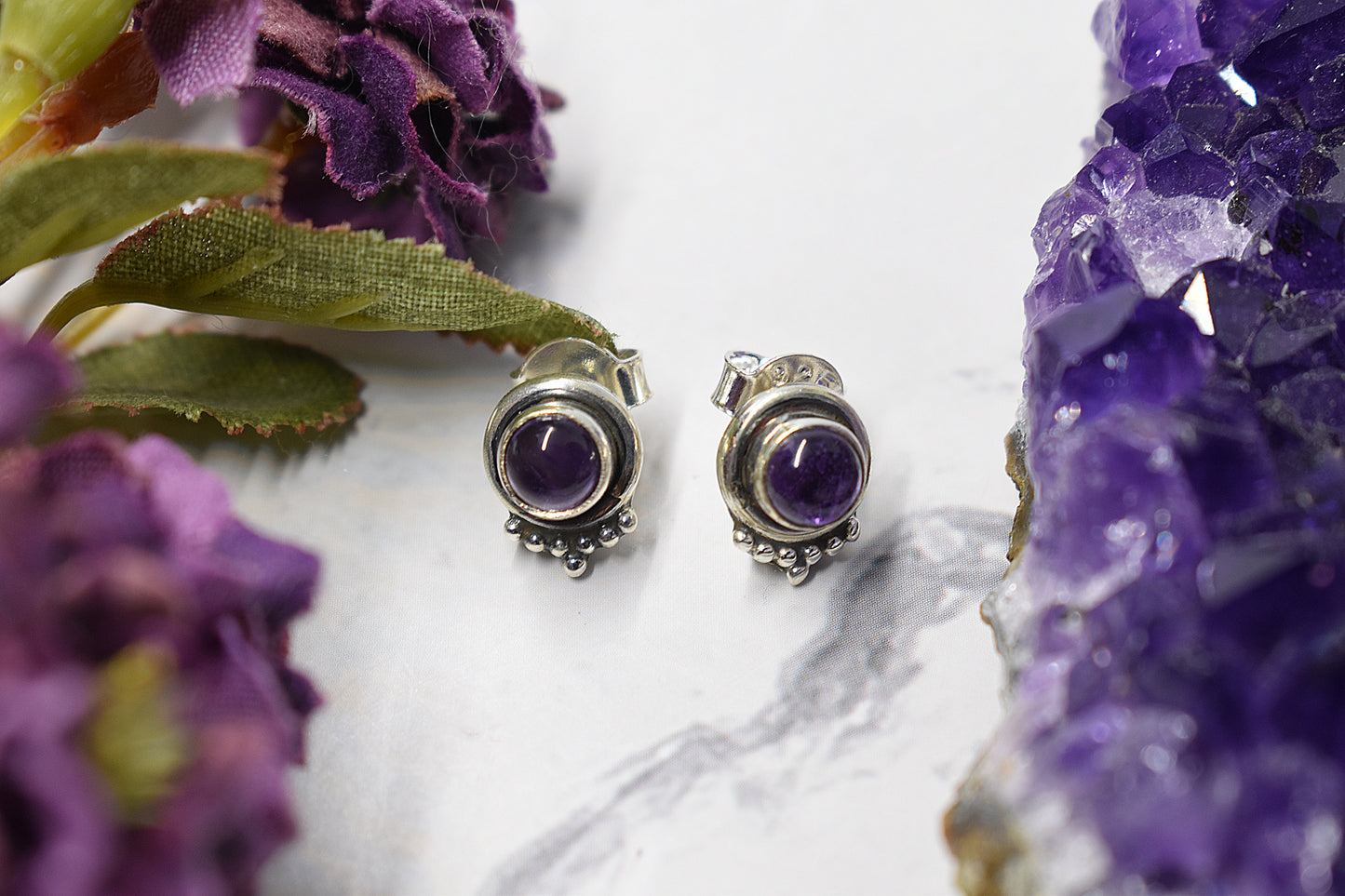 925 Sterling Silver Amethyst Stone Earring