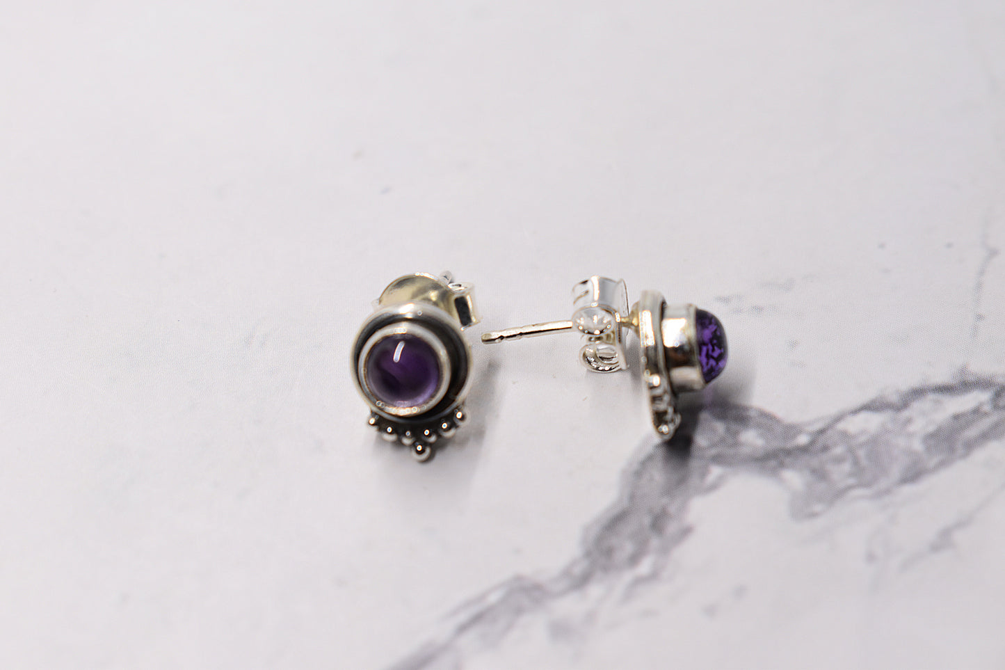 925 Sterling Silver Amethyst Stone Earring