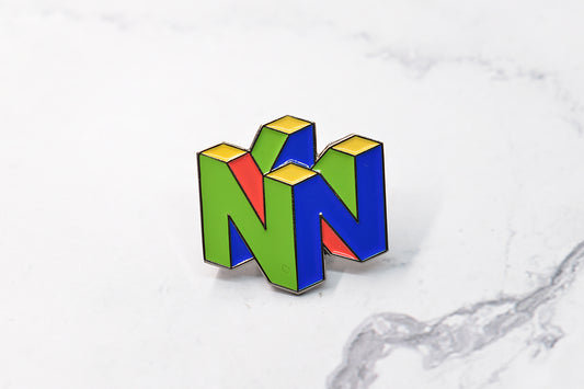 Nintendo logo enamel pin, vintage, nintendo 64