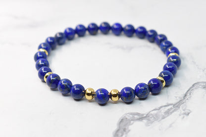 Bracelet pierre lapis lazuli, bracelet mala, bracelet pour femme, reiki, fait main au Québec