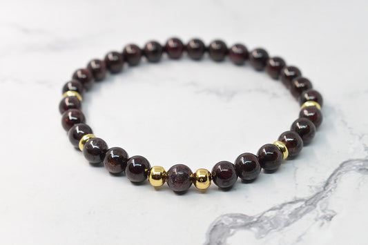 Garnet stone bracelet, mala bracelet, bracelet for women, reiki, handmade in Québec