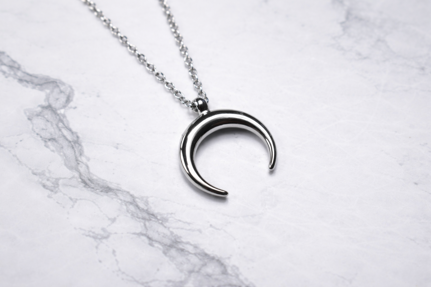 Half-moon necklace, witch necklace, moon pendant, wicca jewelry, moon charm