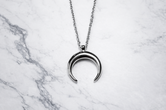 Half-moon necklace, witch necklace, moon pendant, wicca jewelry, moon charm