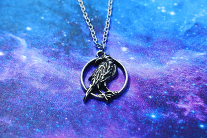 raven necklace, witch jewelry, gothic jewelry, magic, goth,