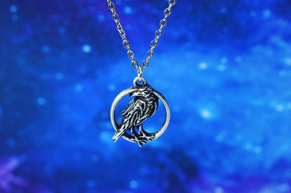raven necklace, witch jewelry, gothic jewelry, magic, goth,