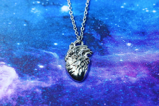 Anatomical heart pendant, gothic jewelry