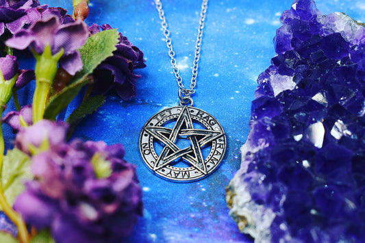 Pentacle tetragrammaton pendant, Wicca jewelry, witch, gothic.