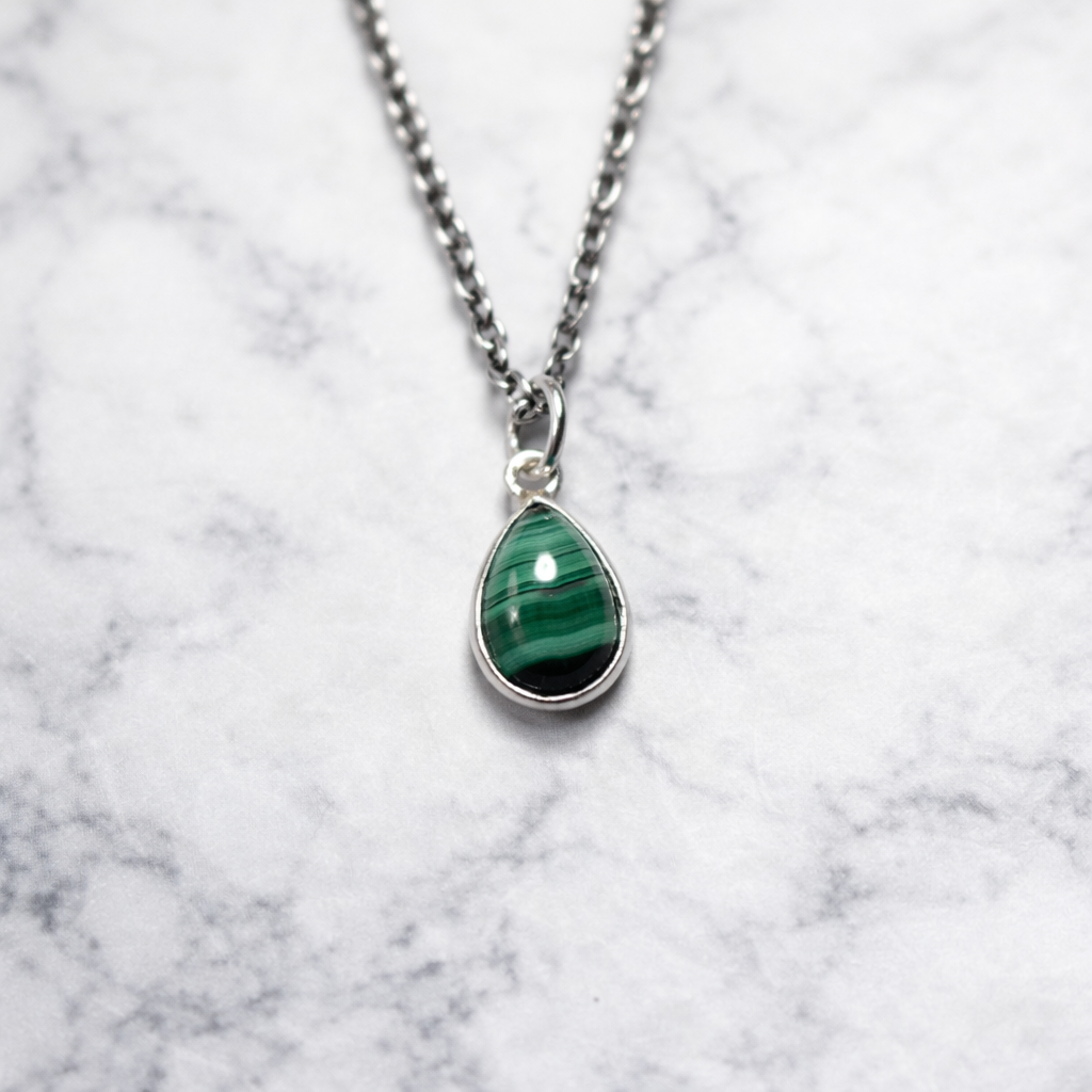 Natural Malachite Pendant – 925 Sterling Silver