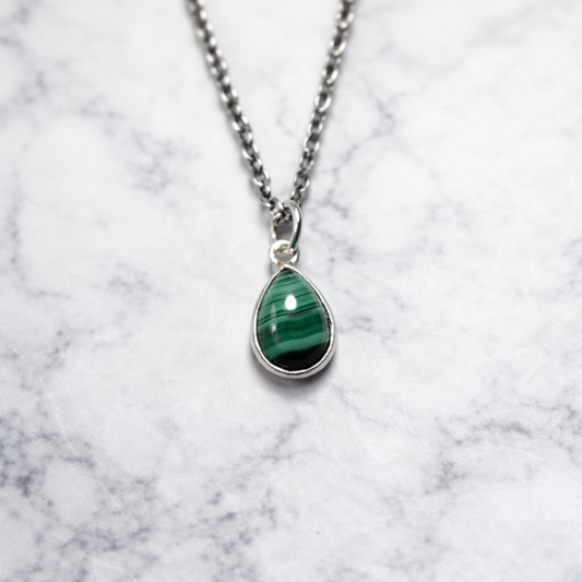Natural Malachite Pendant – 925 Sterling Silver