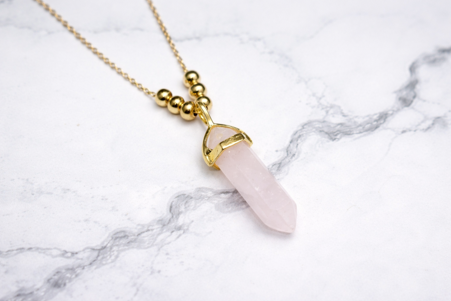Rose Quartz Necklace – Stainless Steel