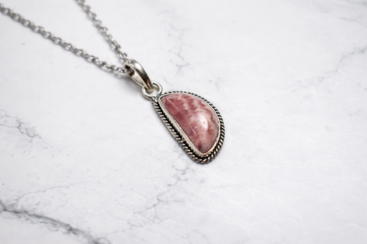 Rhodochrosite Pendant – 925 Sterling Silver