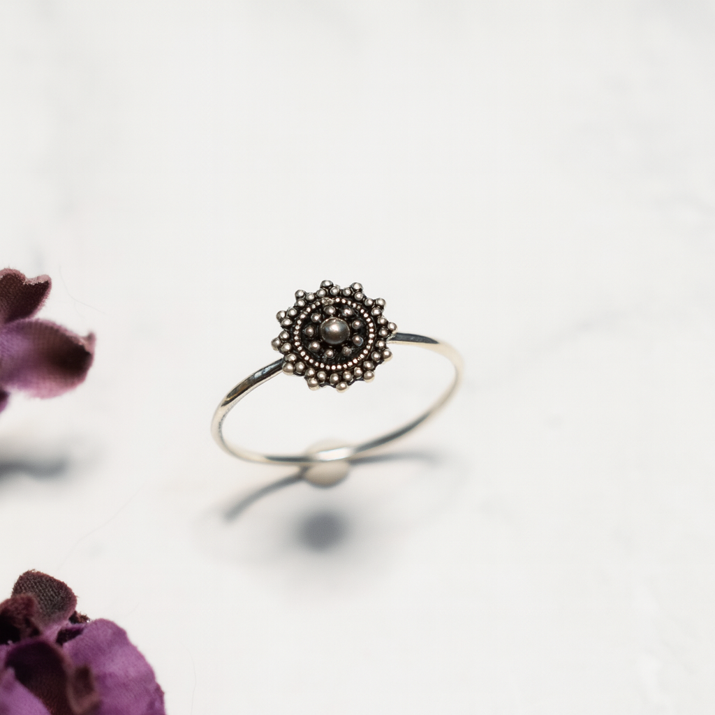 Sterling Silver 925 Ring – Boho Sun Mandala
