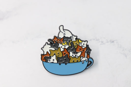 Full Cat in a Cup Enamel Pin