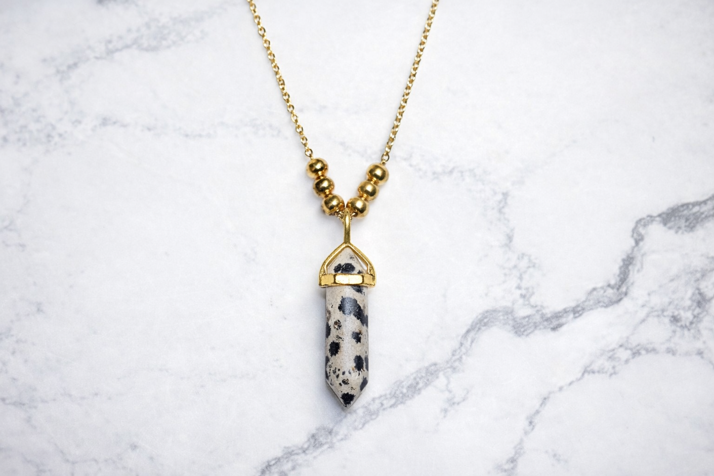 Dalmatian Jasper Necklace – Stainless Steel