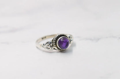 Amethyst stone 925 sterling silver ring, jewelry for women, silver, size 7.5US