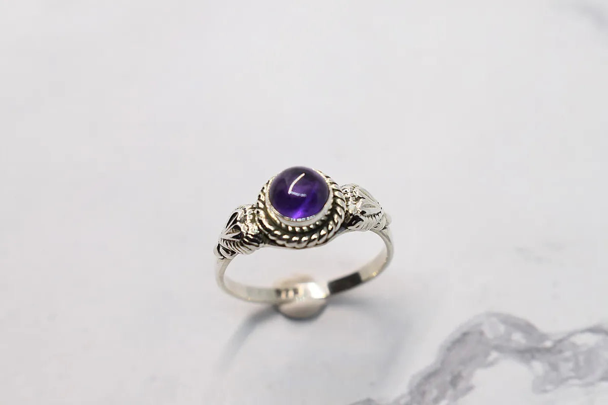 Amethyst stone 925 sterling silver ring, jewelry for women, silver, size 7.5US