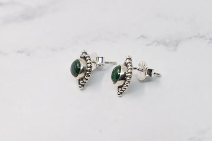 Malachite stone earring, 925 sterling silver, woman jewelry