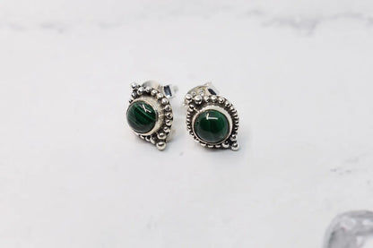 Malachite stone earring, 925 sterling silver, woman jewelry