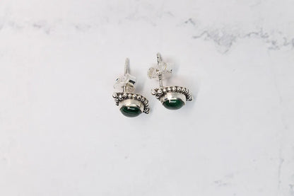 Boucle d'oreille pierre malachite, argent massif 925, bijoux femme